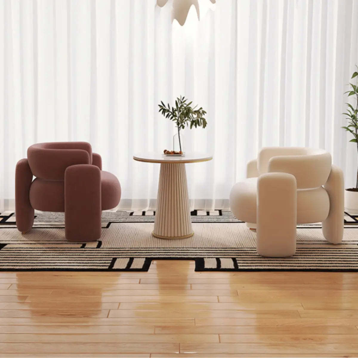 Flannel Curved Back Memory Fill Barrel Chair