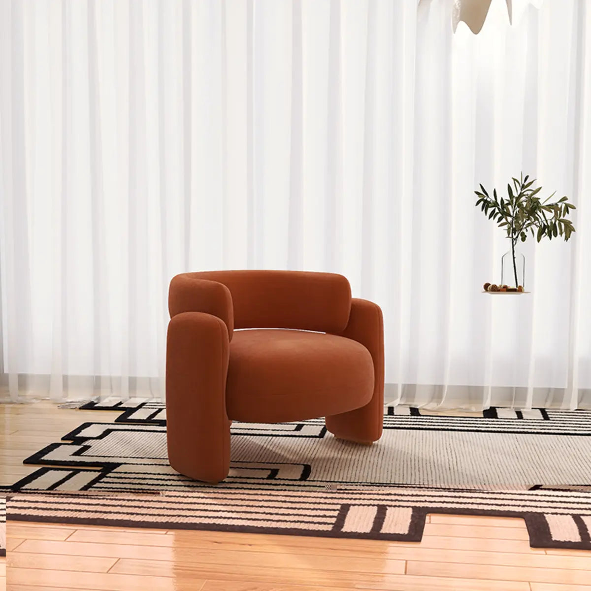 Flannel Curved Back Memory Fill Barrel Chair
