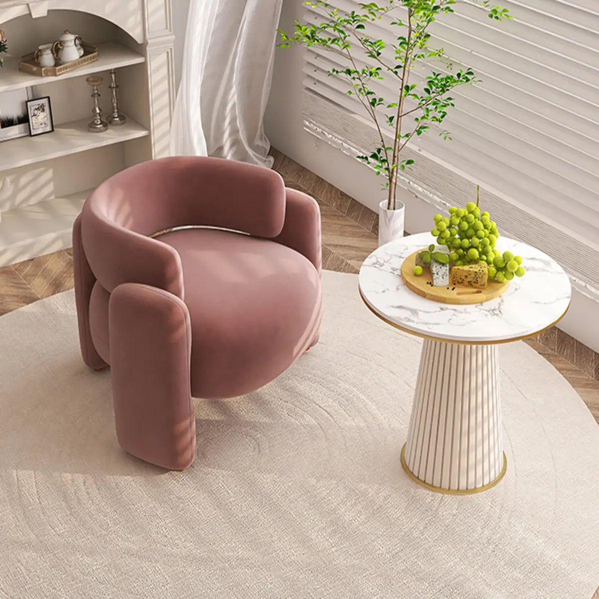 Flannel Curved Back Memory Fill Barrel Chair