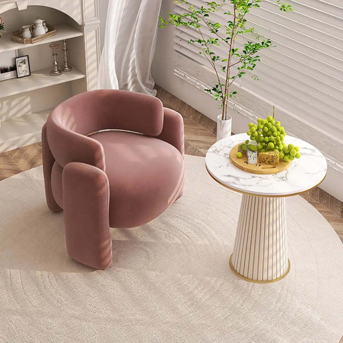 Flannel Curved Back Memory Fill Barrel Chair