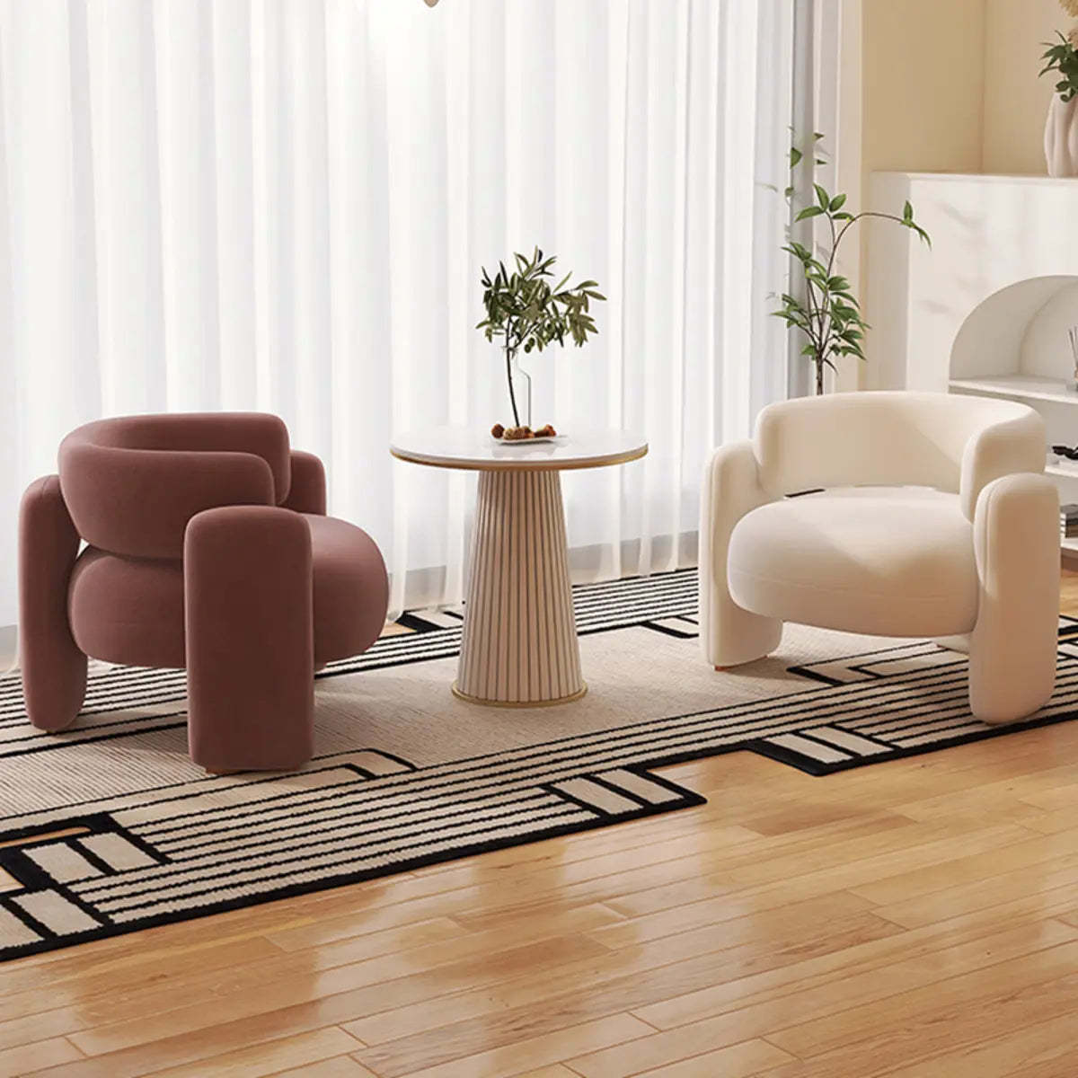 Flannel Curved Back Memory Fill Barrel Chair