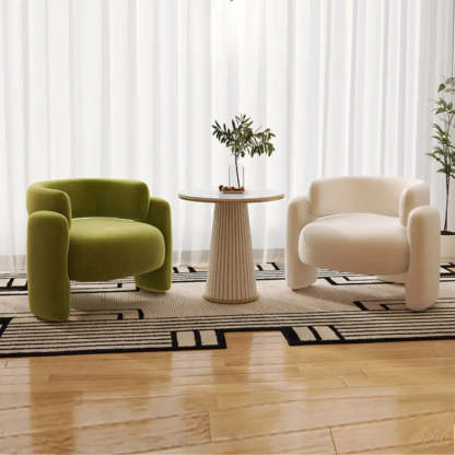 Flannel Curved Back Memory Fill Barrel Chair