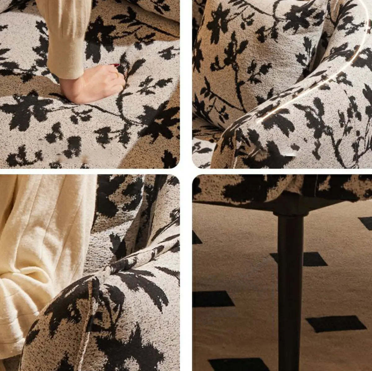 Flannel Floral Pattern Four Leg Arm Chair
