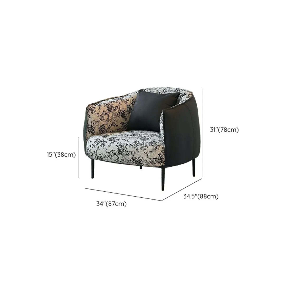 Flannel Floral Pattern Four Leg Arm Chair