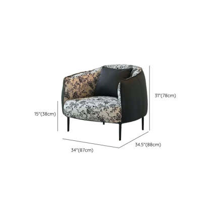 Flannel Floral Pattern Four Leg Arm Chair
