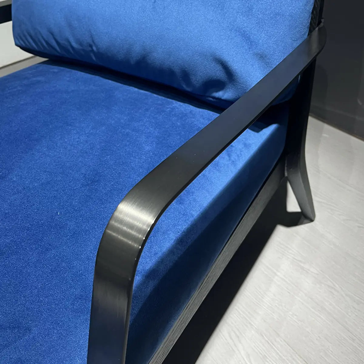 Flared-Arm Linen Black-Leg Armchair