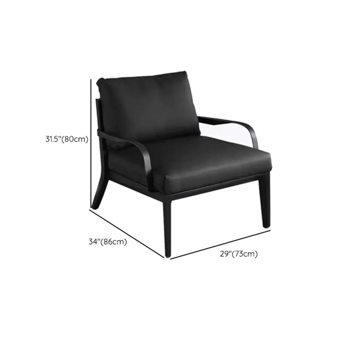 Flared-Arm Linen Black-Leg Armchair