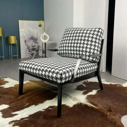 Flared-Arm Linen Black-Leg Armchair — Linen