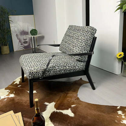 Flared-Arm Linen Black-Leg Armchair — Linen Blend