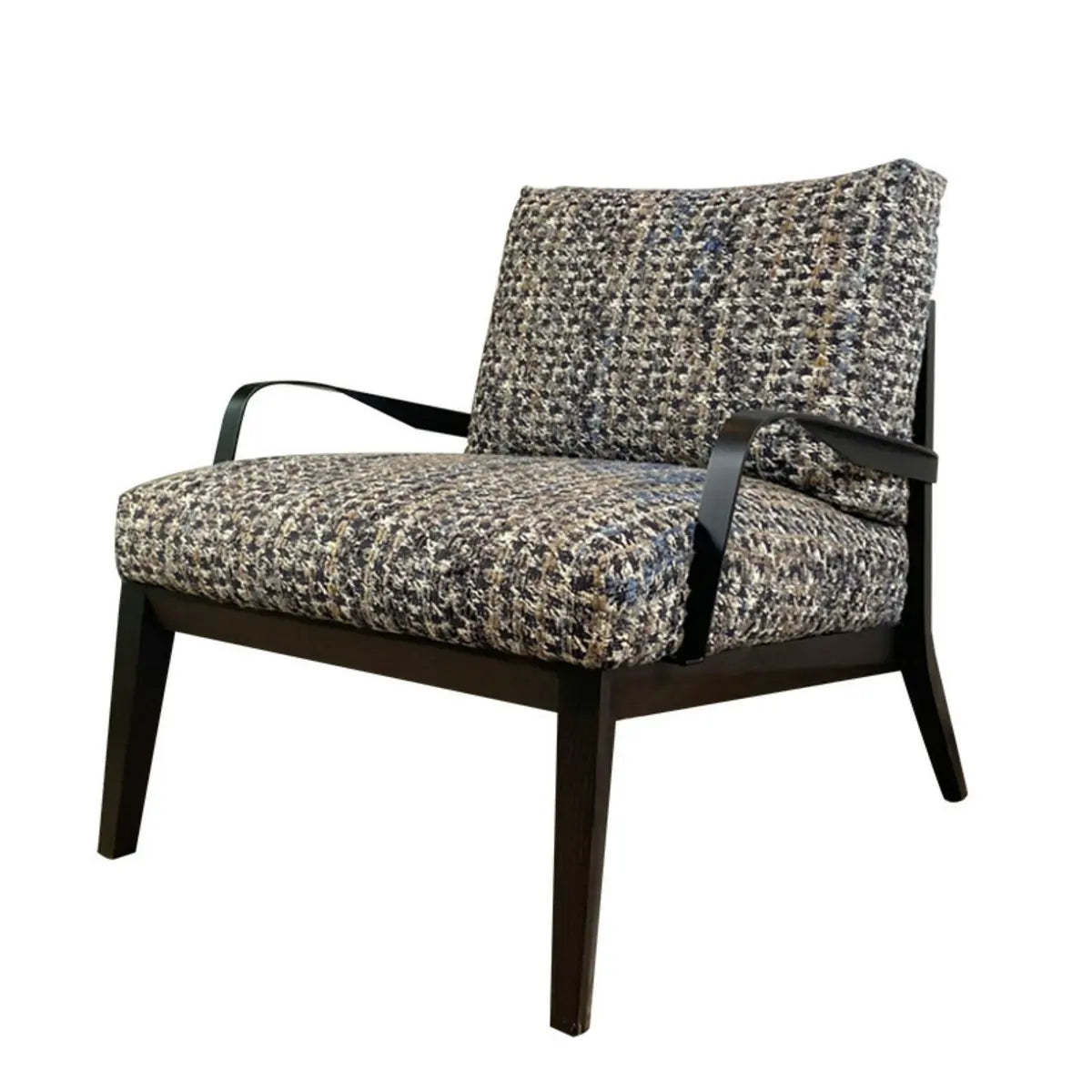 Flared-Arm Linen Black-Leg Armchair