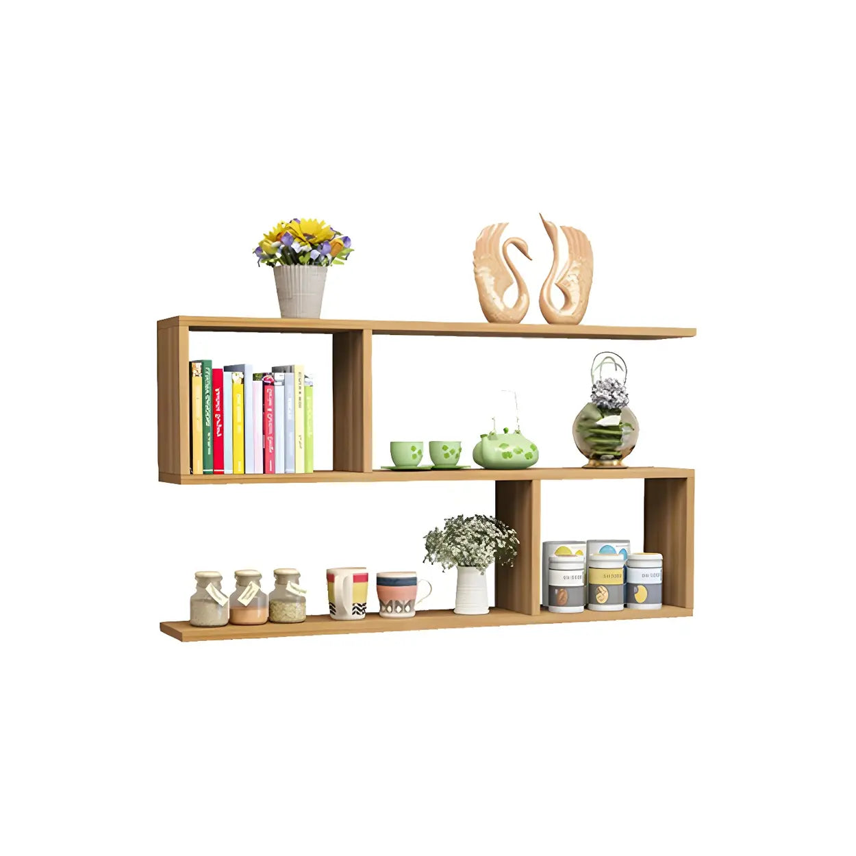 Floating Minimalist Rectangular Wood Bookshelf