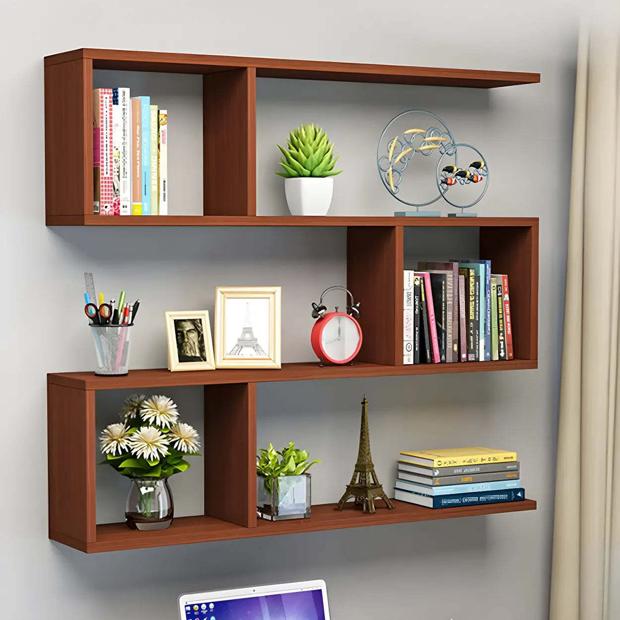 Modern bookshelf rectangular bookcases in wood fabric