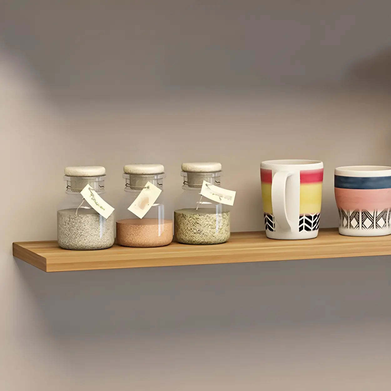 Floating Minimalist Rectangular Wood Bookshelf