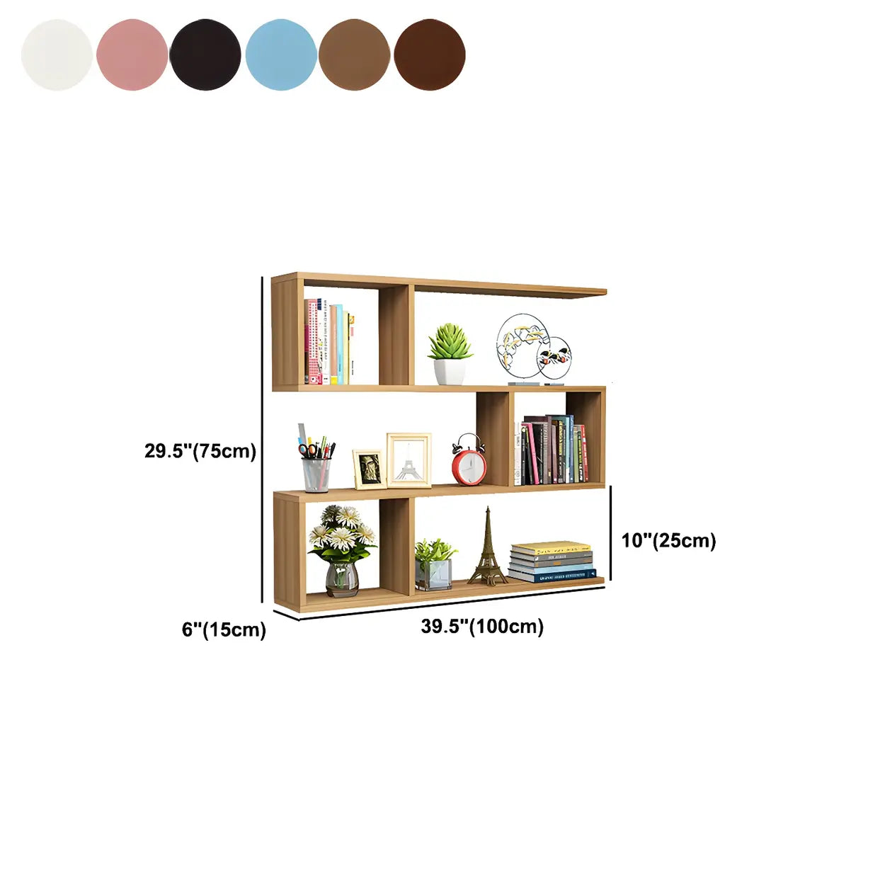 Floating Minimalist Rectangular Wood Bookshelf
