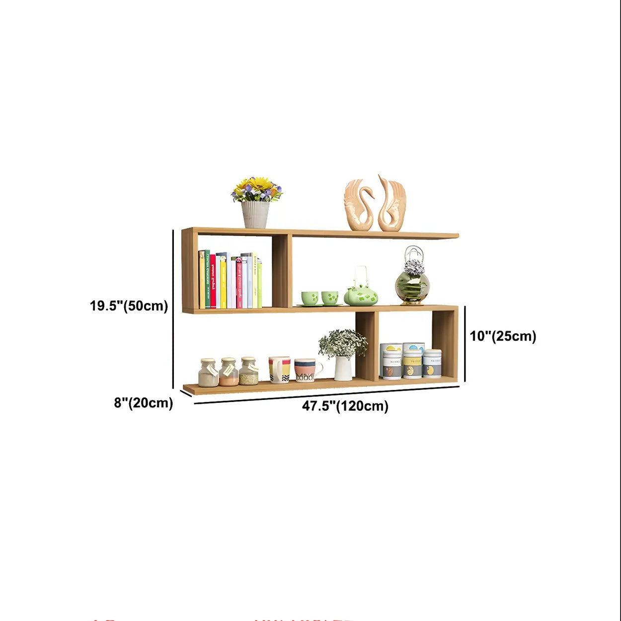 Floating Minimalist Rectangular Wood Bookshelf