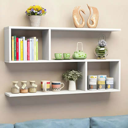 Floating Minimalist Rectangular Wood Bookshelf — Walnut