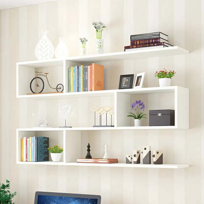 Floating Minimalist Rectangular Wood Bookshelf