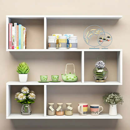 Floating Minimalist Rectangular Wood Bookshelf