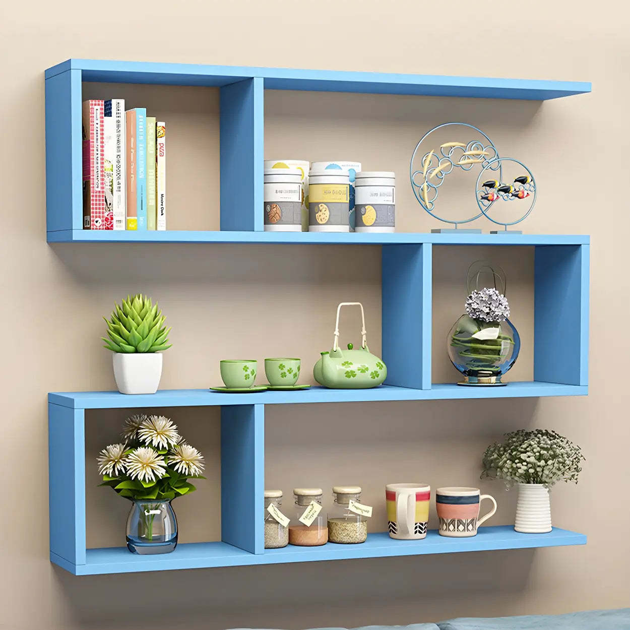 Floating Minimalist Rectangular Wood Bookshelf