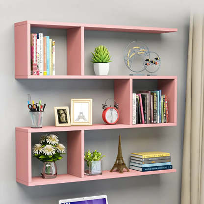 Floating Minimalist Rectangular Wood Bookshelf