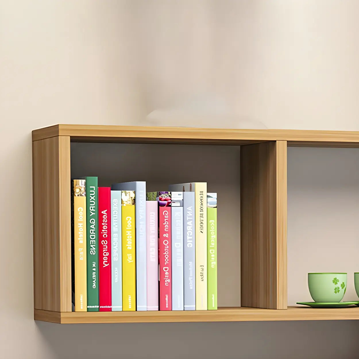 Floating Minimalist Rectangular Wood Bookshelf