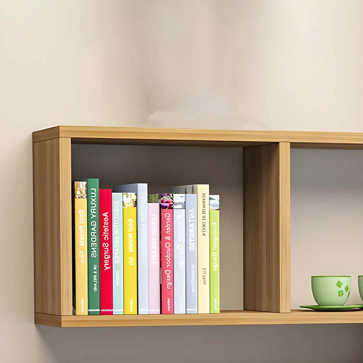 Floating Minimalist Rectangular Wood Bookshelf