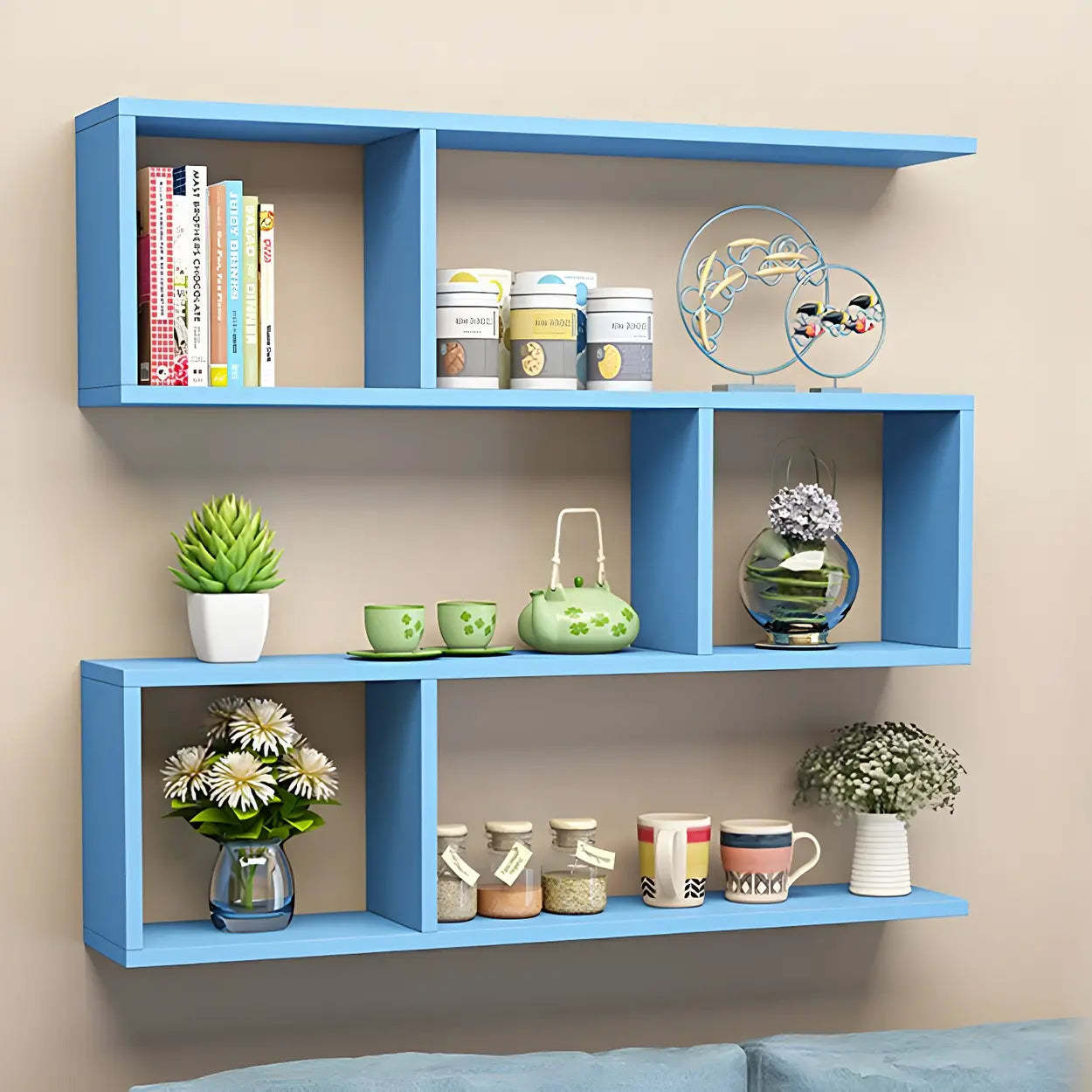 Floating Minimalist Rectangular Wood Bookshelf
