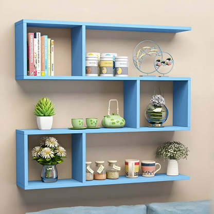 Floating Minimalist Rectangular Wood Bookshelf