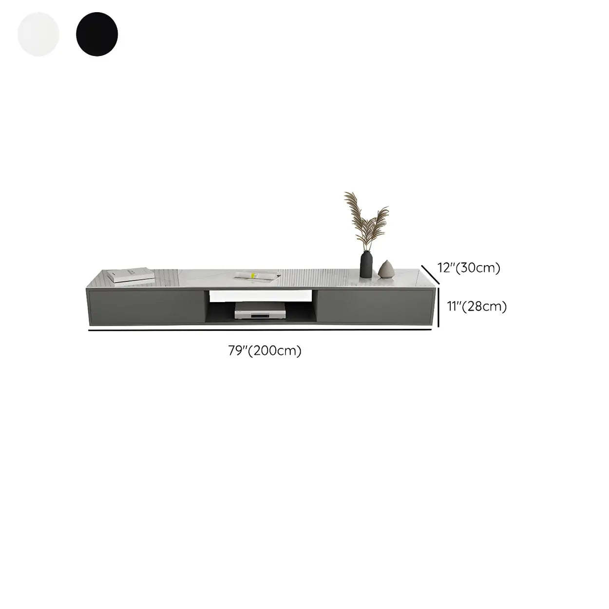Floating Stone Cabinet Open-Storage TV Stand