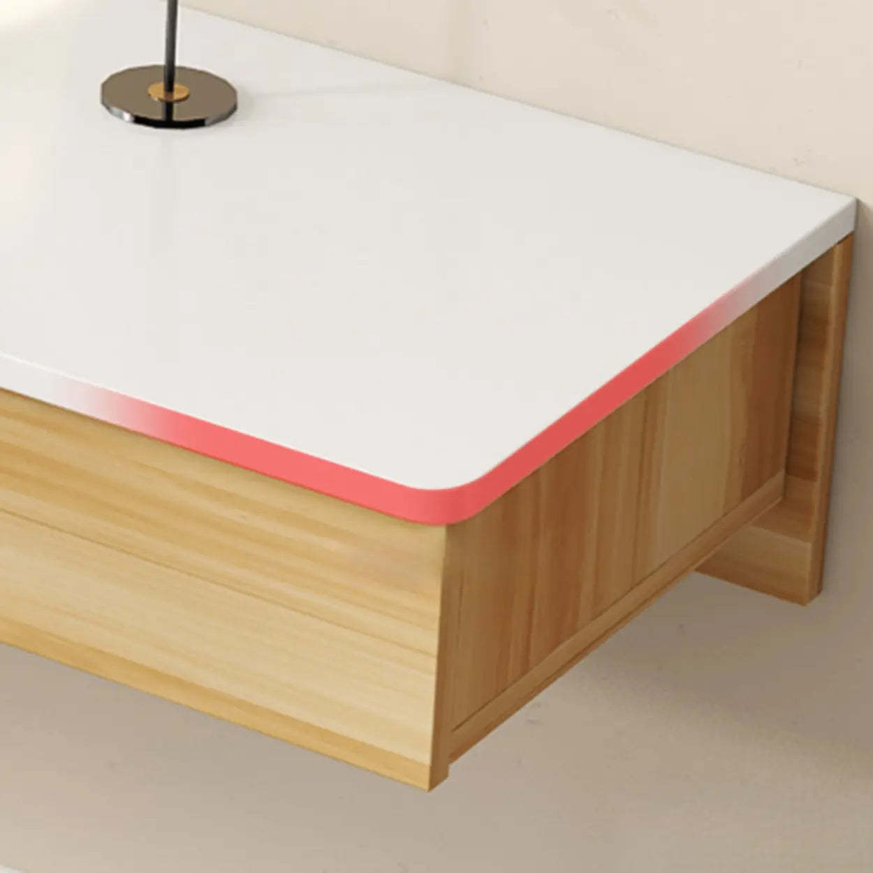 Floating Wood Drawer Narrow Writing Desk — Grey / Table Only