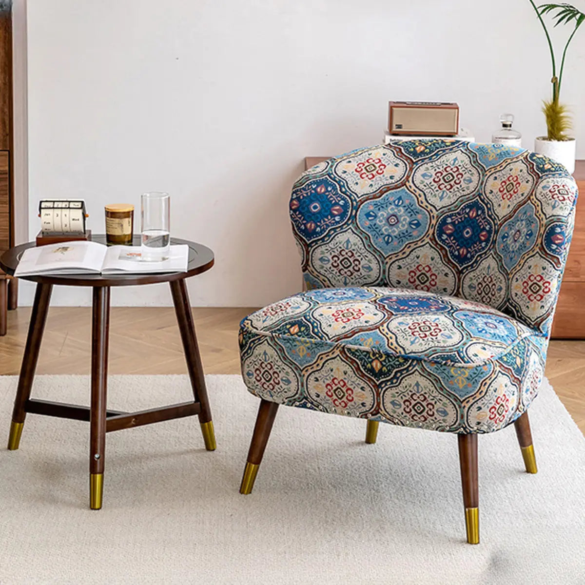 Floral Pattern Tight Back Wingback Chair
