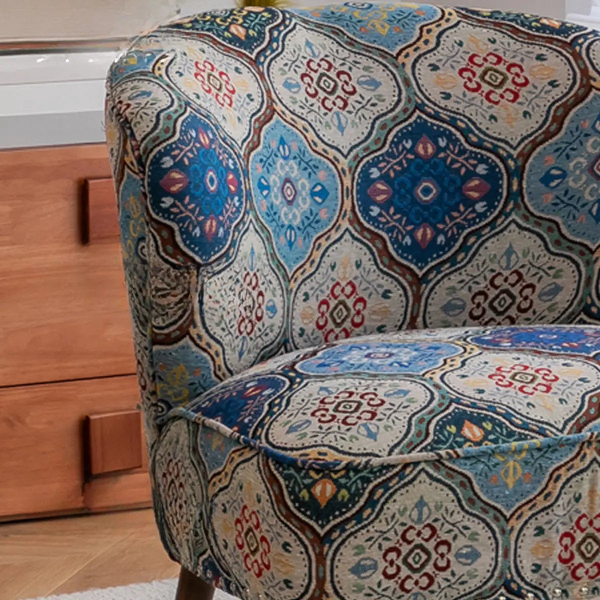 Floral Pattern Tight Back Wingback Chair