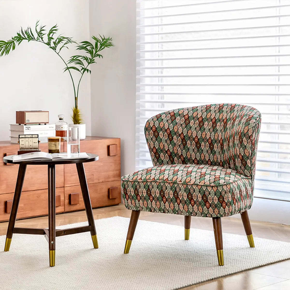 Floral Pattern Tight Back Wingback Chair