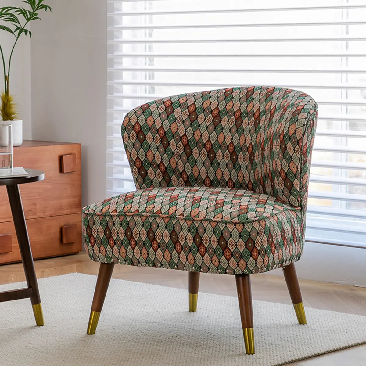 Floral Pattern Tight Back Wingback Chair