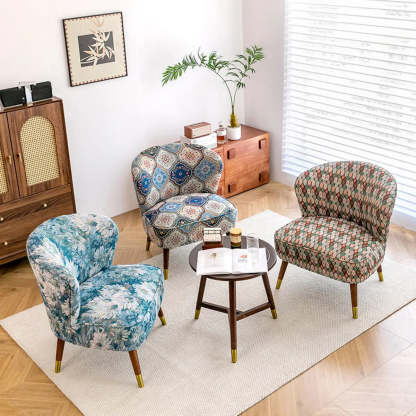 Floral Pattern Tight Back Wingback Chair