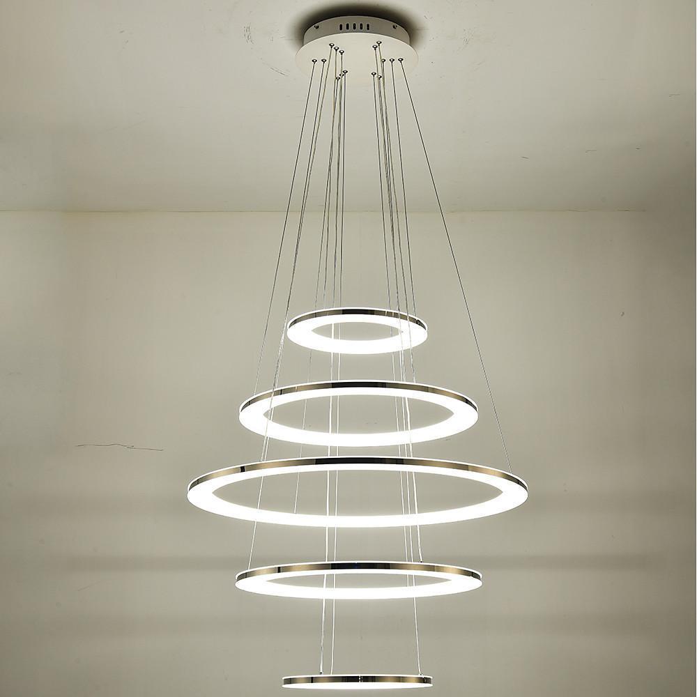 Adjustable Mid-Century 5-Tiered LED Contemporary Chandelier