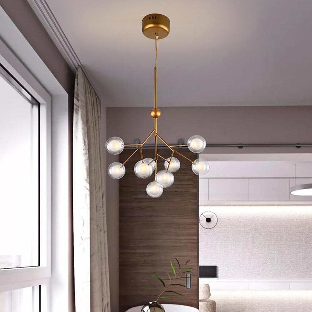 Nordic Style Sputnik Cluster Design Chandeliers Metal Kitchen Lighting Dining Room Lighting Ceiling Light 9 Bulbs-Lighom