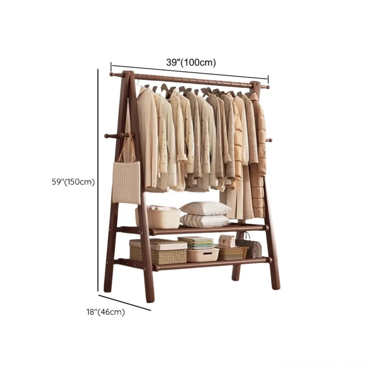 Foldable Beech Coat Rack with Hooks