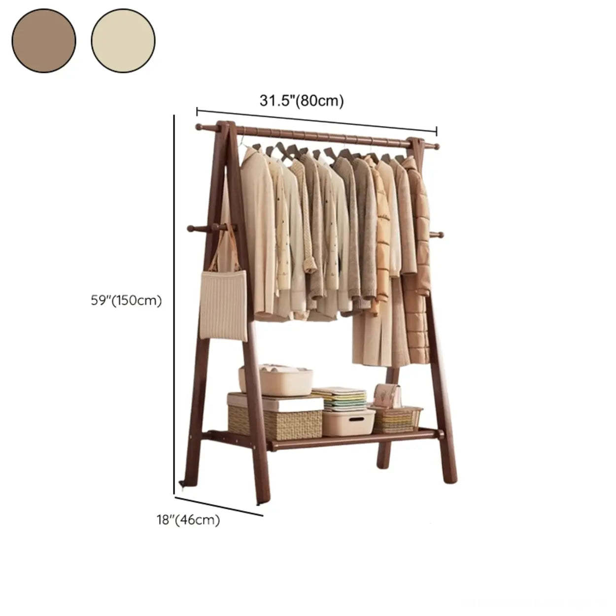 Foldable Beech Coat Rack with Hooks
