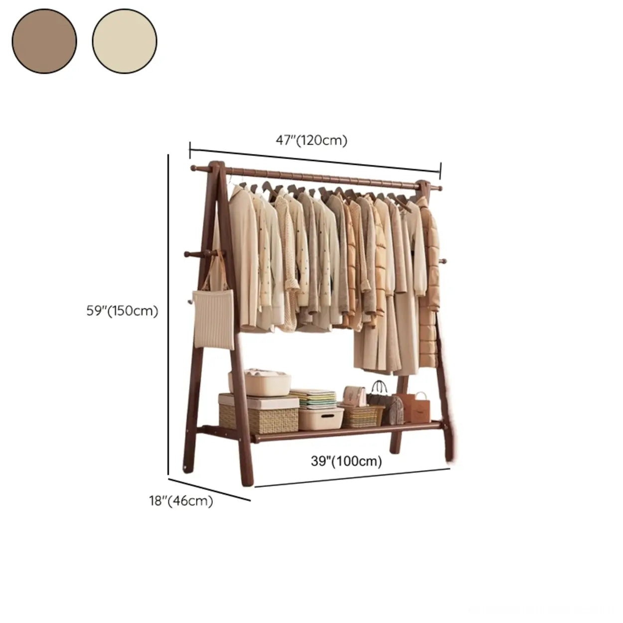 Foldable Beech Coat Rack with Hooks