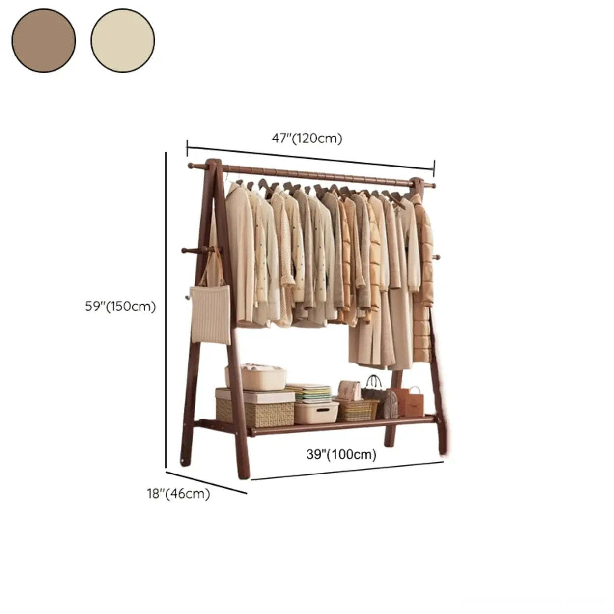 Foldable Beech Coat Rack with Hooks