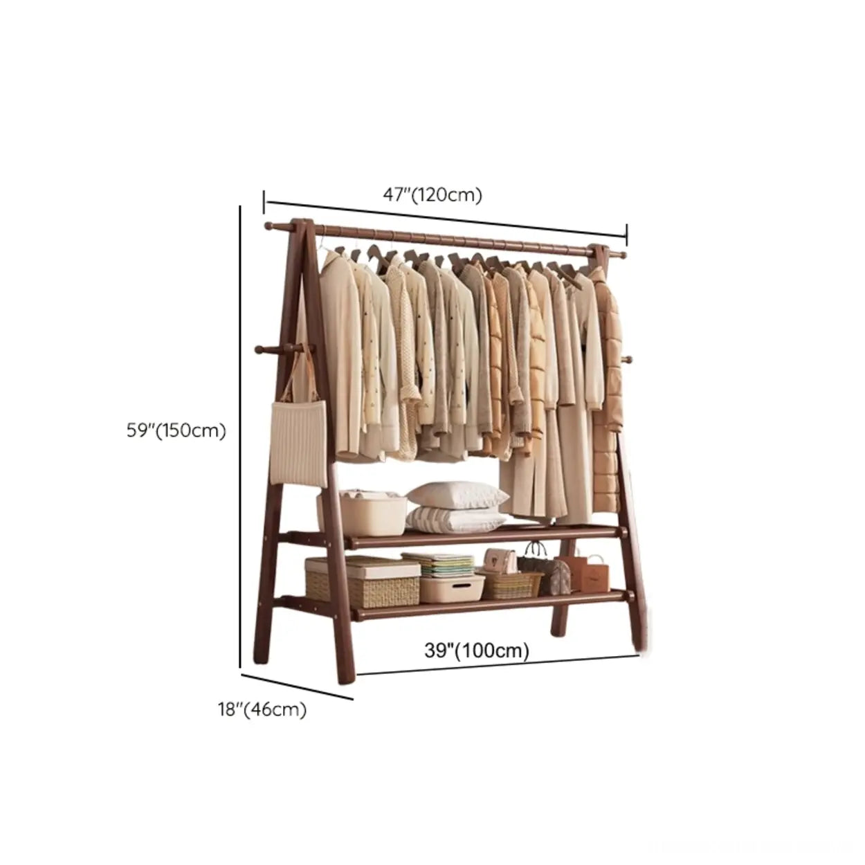 Foldable Beech Coat Rack with Hooks