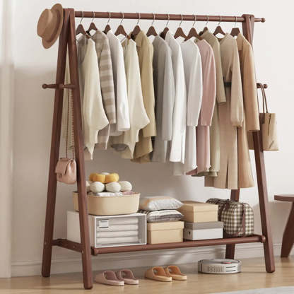 Foldable Beech Coat Rack with Hooks — Nut-Brown / 2