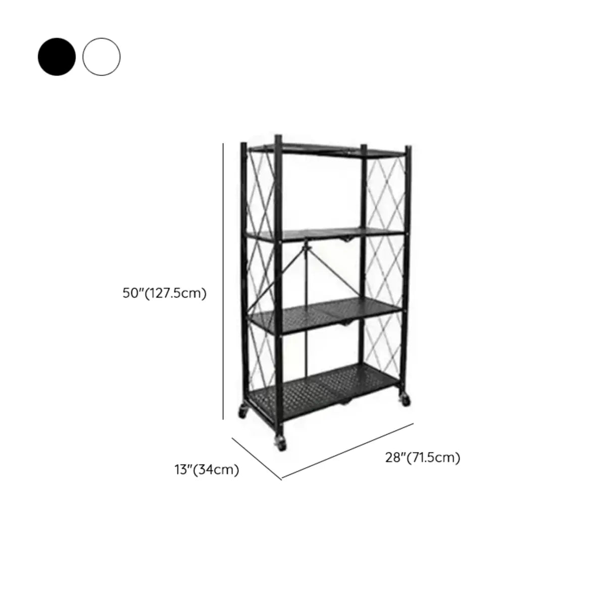 Foldable Black Steel Baker's Rack with Microwave Shelf