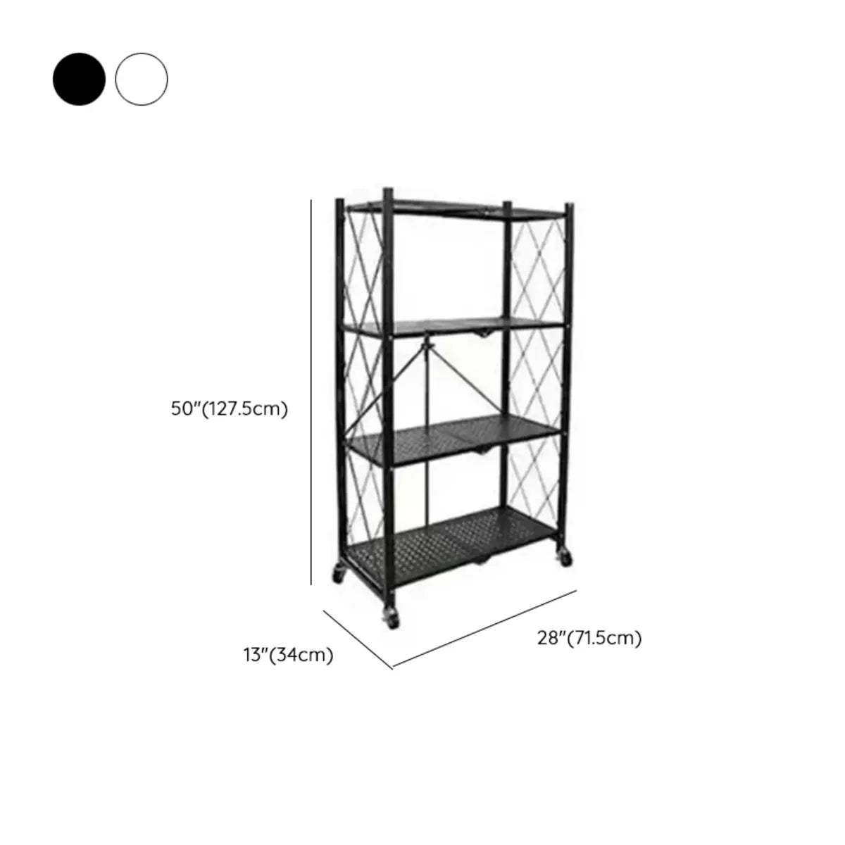 Foldable Black Steel Baker's Rack with Microwave Shelf