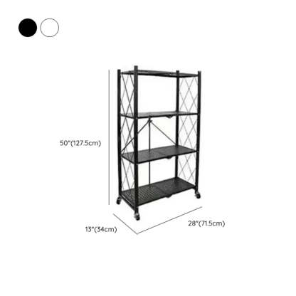 Foldable Black Steel Baker's Rack with Microwave Shelf
