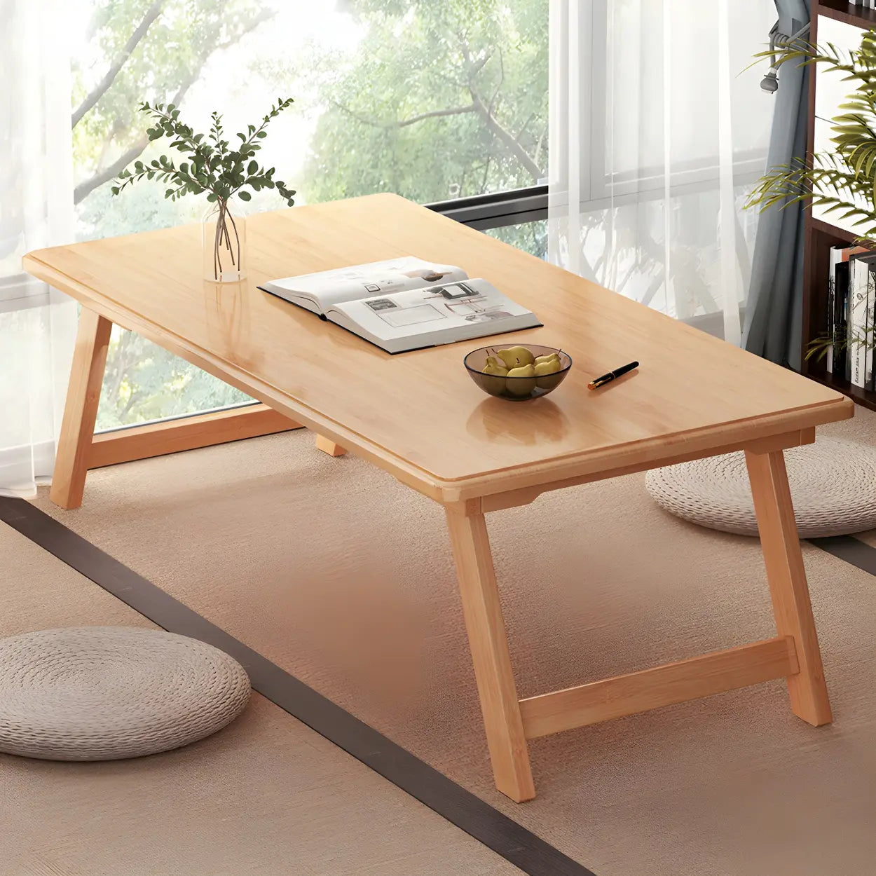 Foldable Rectangular Wood Coffee Table