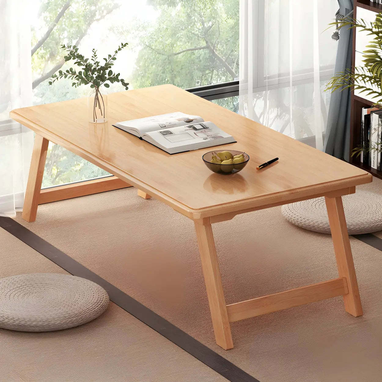 Foldable Rectangular Wood Coffee Table