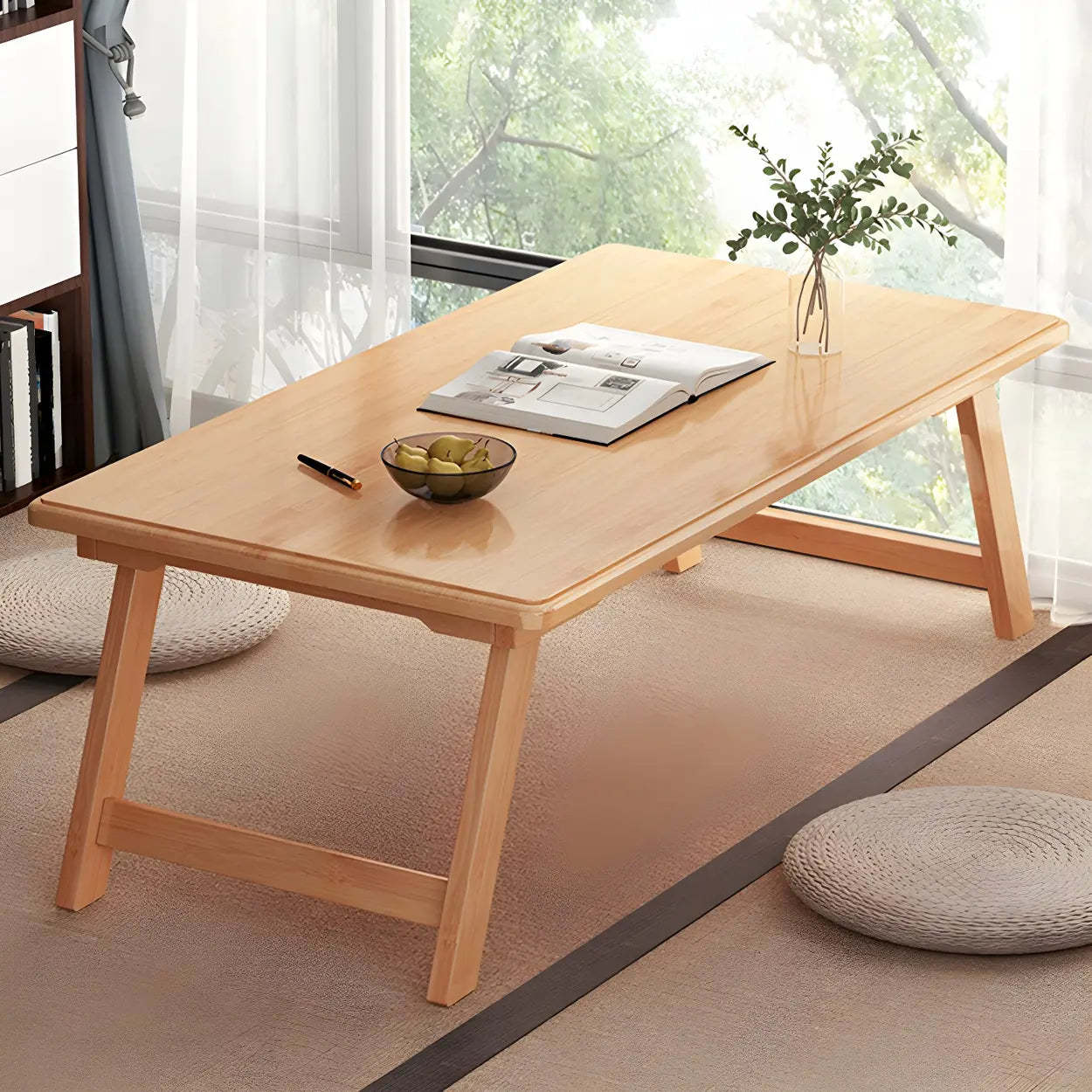 Foldable Rectangular Wood Coffee Table
