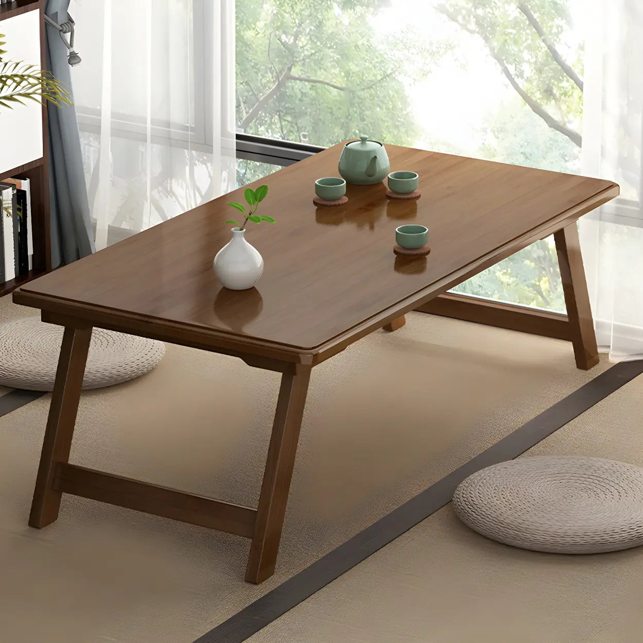 Foldable Rectangular Wood Coffee Table